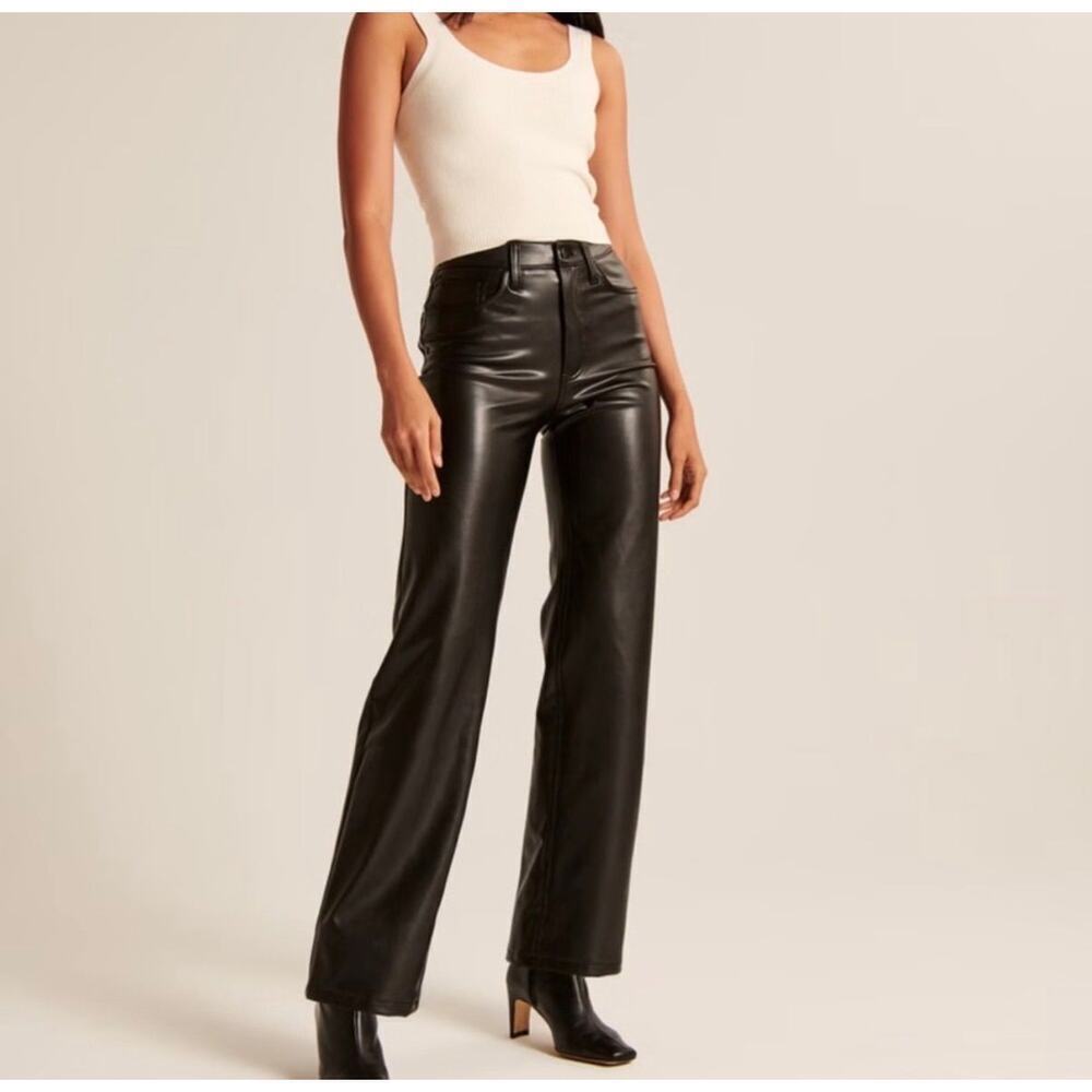 Abercrombie 90s Faux Leather pants Sz 14 $110 MSRP curve love